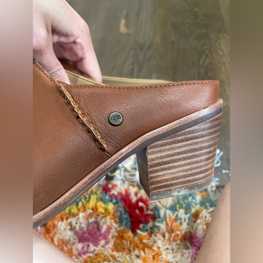UGG brown ombre leather clogs with a 3 inch heel. - Picture 7 of 9